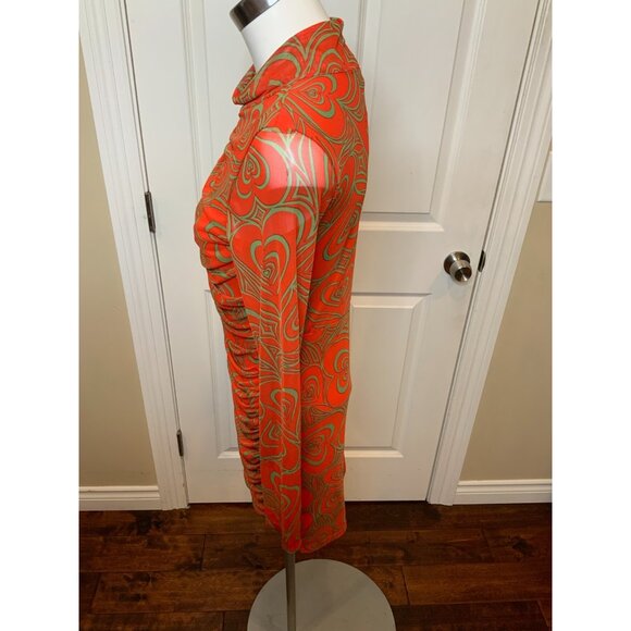 Lisa Says Gah Elenor Wild Hearts Red Ruched Mesh Mini Dress NWT, Size L - Picture 5 of 7